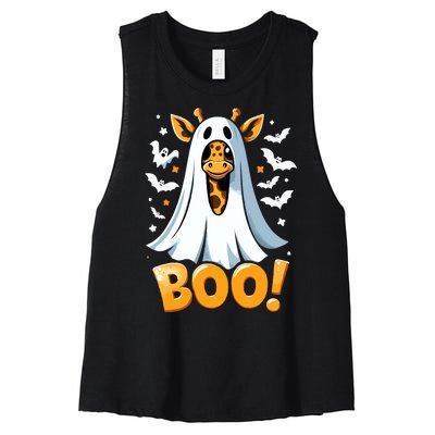 Funny Cute Giraffe Boo Halloween Costume Zoo Lover Women's Racerback Cropped Tank