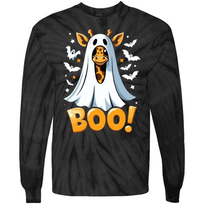 Funny Cute Giraffe Boo Halloween Costume Zoo Lover Tie-Dye Long Sleeve Shirt