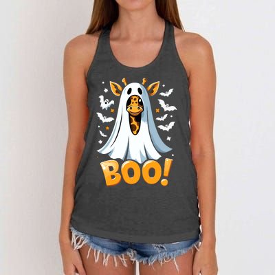 Funny Cute Giraffe Boo Halloween Costume Zoo Lover Women's Knotted Racerback Tank