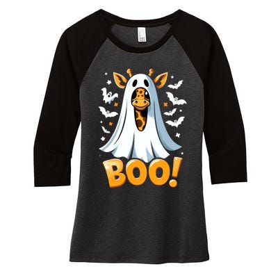 Funny Cute Giraffe Boo Halloween Costume Zoo Lover Women's Tri-Blend 3/4-Sleeve Raglan Shirt