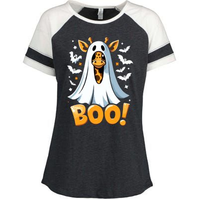 Funny Cute Giraffe Boo Halloween Costume Zoo Lover Enza Ladies Jersey Colorblock Tee