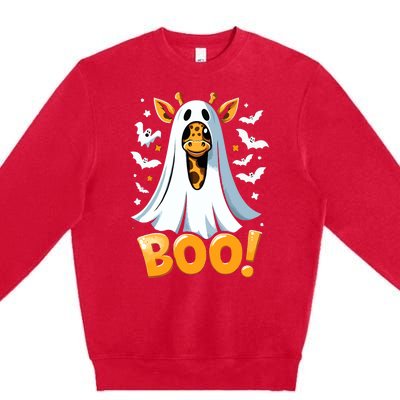 Funny Cute Giraffe Boo Halloween Costume Zoo Lover Premium Crewneck Sweatshirt