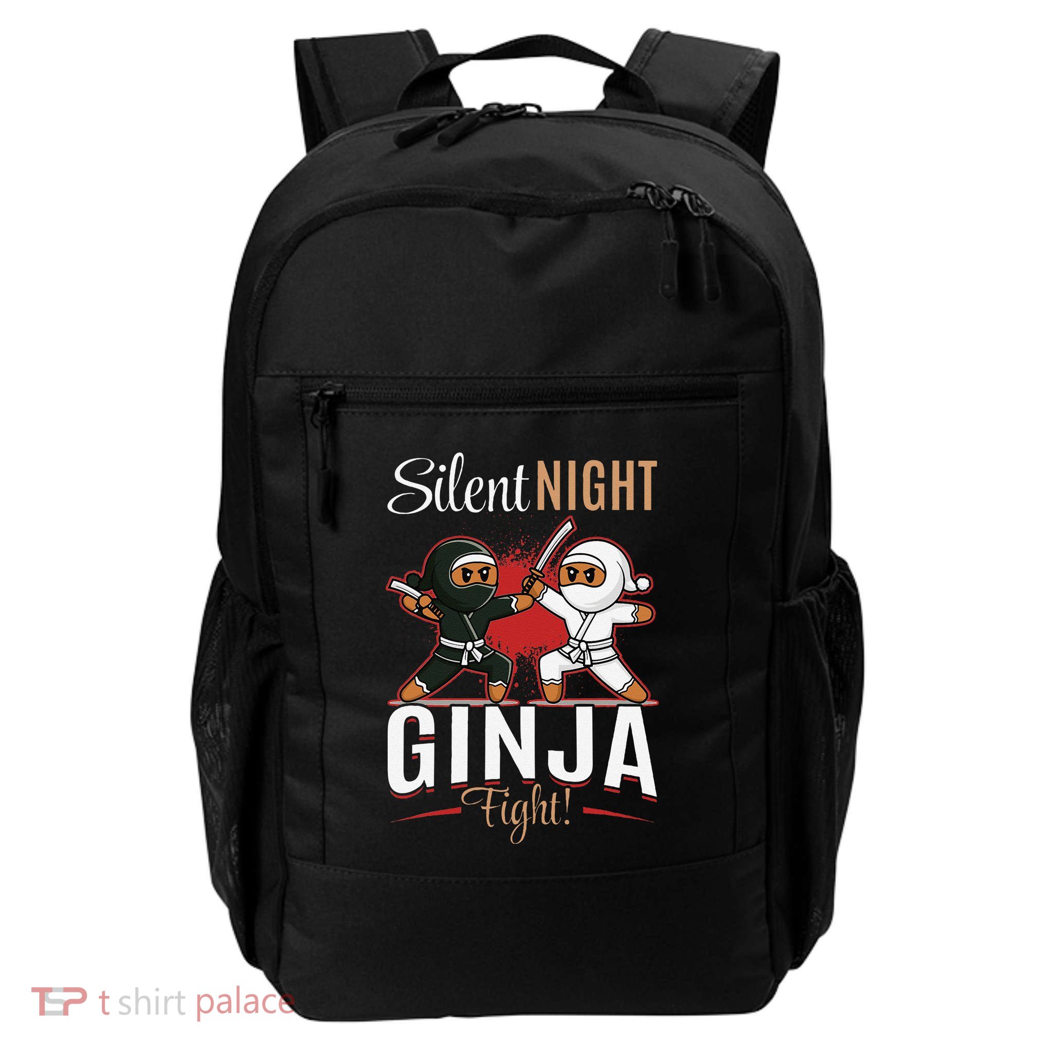 Funny Christmas Gingerbread Silent Night Ginja Fight! Backpack