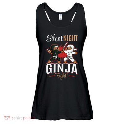 Funny Christmas Gingerbread Silent Night Ginja Fight! Ladies Essential Flowy Tank