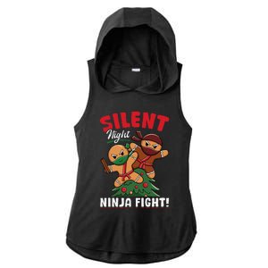 Funny Christmas Gingerbread Silent Night Ninja Fight! Ladies PosiCharge Tri-Blend Wicking Draft Hoodie Tank