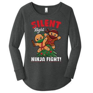 Funny Christmas Gingerbread Silent Night Ninja Fight! Women's Perfect Tri Tunic Long Sleeve Shirt