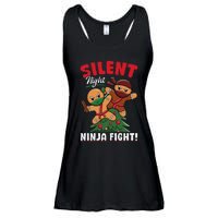 Funny Christmas Gingerbread Silent Night Ninja Fight! Ladies Essential Flowy Tank