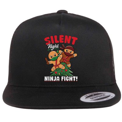 Funny Christmas Gingerbread Silent Night Ninja Fight! Flatbill Hat