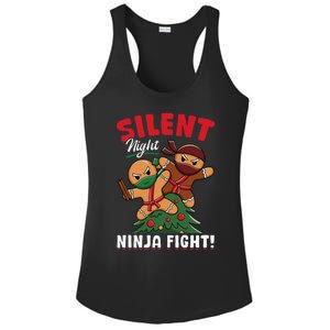 Funny Christmas Gingerbread Silent Night Ninja Fight! Ladies PosiCharge Competitor Racerback Tank