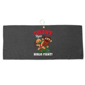 Funny Christmas Gingerbread Silent Night Ninja Fight! Large Microfiber Waffle Golf Towel