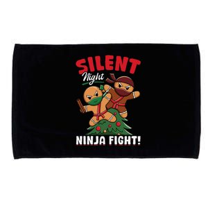 Funny Christmas Gingerbread Silent Night Ninja Fight! Microfiber Hand Towel