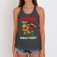 Funny Christmas Gingerbread Silent Night Ninja Fight! Women's Knotted Racerback Tank