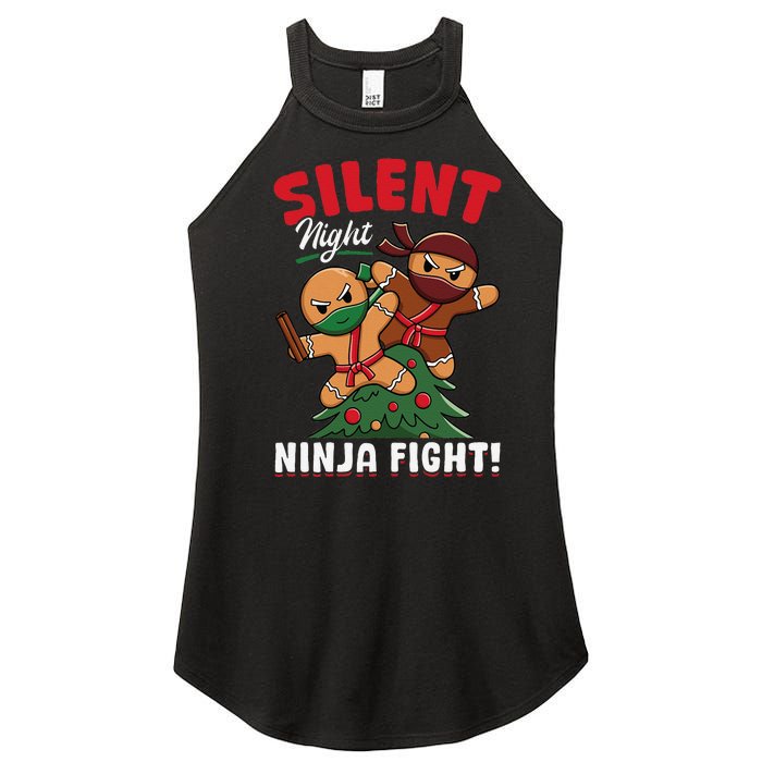 Funny Christmas Gingerbread Silent Night Ninja Fight! Women's Perfect Tri Rocker Tank