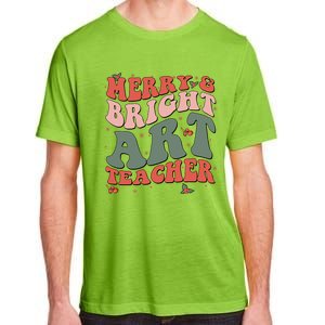 Funny Christmas Groovy Merry And Bright Art Teacher Costume Adult ChromaSoft Performance T-Shirt