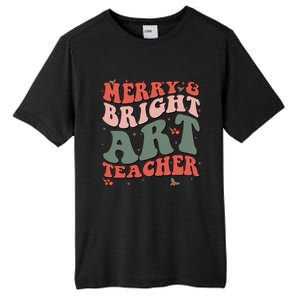 Funny Christmas Groovy Merry And Bright Art Teacher Costume Tall Fusion ChromaSoft Performance T-Shirt