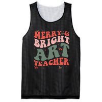 Funny Christmas Groovy Merry And Bright Art Teacher Costume Mesh Reversible Basketball Jersey Tank