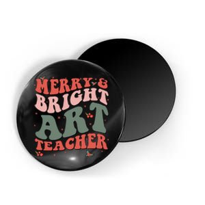 Funny Christmas Groovy Merry And Bright Art Teacher Costume Magnet