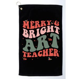 Funny Christmas Groovy Merry And Bright Art Teacher Costume Platinum Collection Golf Towel