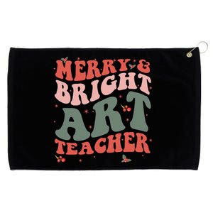 Funny Christmas Groovy Merry And Bright Art Teacher Costume Grommeted Golf Towel