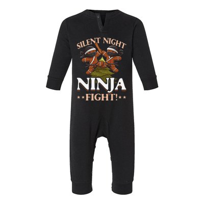 Funny Christmas Gingerbread Silent Night Ninja Fight! Infant Fleece One Piece