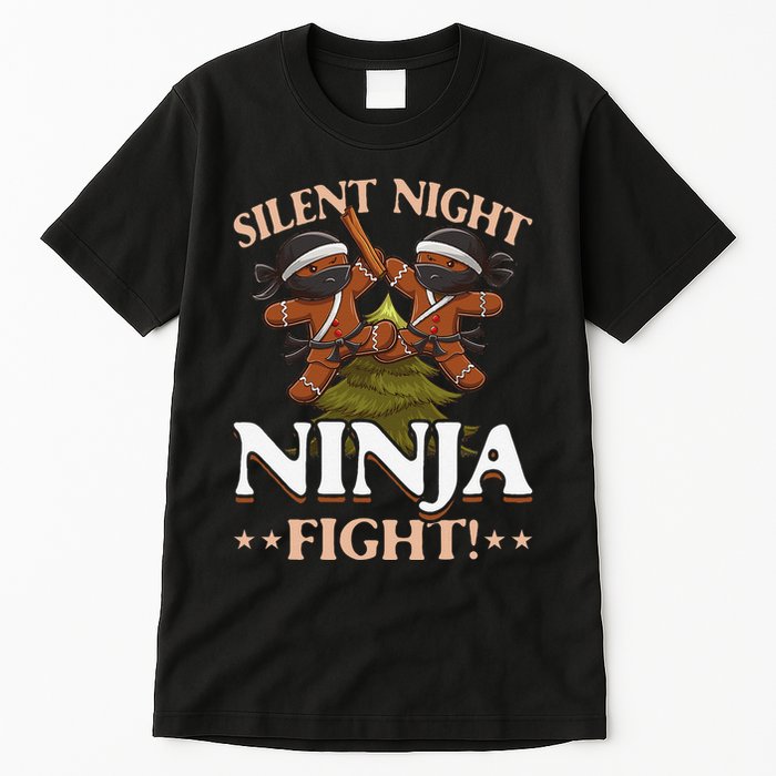 Funny Christmas Gingerbread Silent Night Ninja Fight! Tall T-Shirt