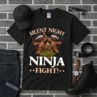 Funny Christmas Gingerbread Silent Night Ninja Fight! Tall T-Shirt