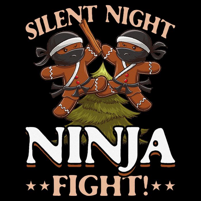 Funny Christmas Gingerbread Silent Night Ninja Fight! Tall T-Shirt