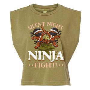 Funny Christmas Gingerbread Silent Night Ninja Fight! Garment-Dyed Women's Muscle Tee