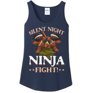 Funny Christmas Gingerbread Silent Night Ninja Fight! Ladies Essential Tank