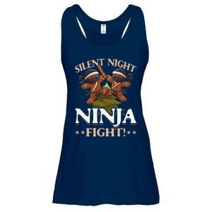 Funny Christmas Gingerbread Silent Night Ninja Fight! Ladies Essential Flowy Tank