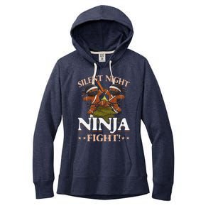 Funny Christmas Gingerbread Silent Night Ninja Fight! Women's Fleece Hoodie