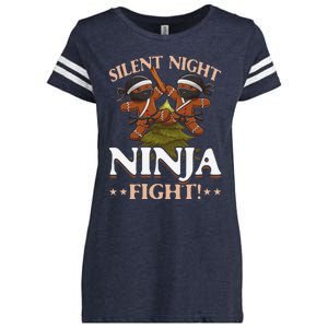 Funny Christmas Gingerbread Silent Night Ninja Fight! Enza Ladies Jersey Football T-Shirt