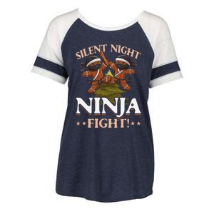 Funny Christmas Gingerbread Silent Night Ninja Fight! Enza Ladies Jersey Colorblock Tee