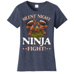 Funny Christmas Gingerbread Silent Night Ninja Fight! Women's T-Shirt