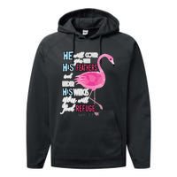 Flamingo Christian Gift Psalm 91 Bible Verse Performance Fleece Hoodie