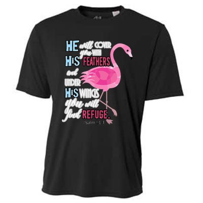 Flamingo Christian Gift Psalm 91 Bible Verse Cooling Performance Crew T-Shirt