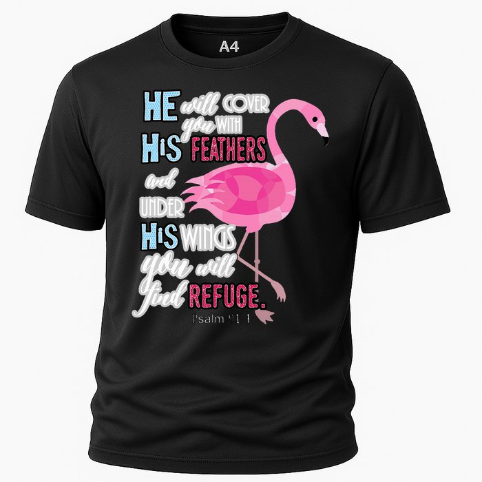 Flamingo Christian Gift Psalm 91 Bible Verse Cooling Performance Crew T-Shirt