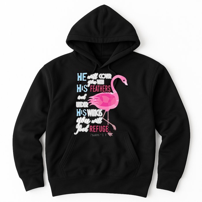 Flamingo Christian Gift Psalm 91 Bible Verse Hoodie