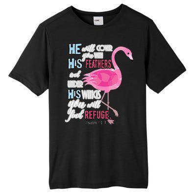 Flamingo Christian Gift Psalm 91 Bible Verse Tall Fusion ChromaSoft Performance T-Shirt