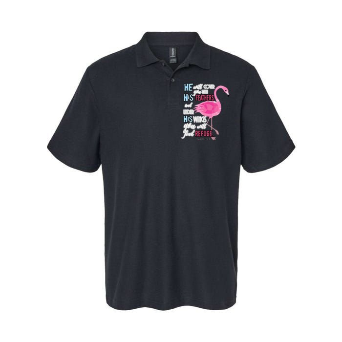 Flamingo Christian Gift Psalm 91 Bible Verse Softstyle Adult Sport Polo