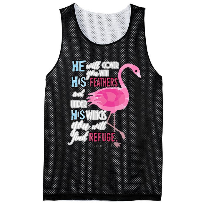 Flamingo Christian Gift Psalm 91 Bible Verse Mesh Reversible Basketball Jersey Tank