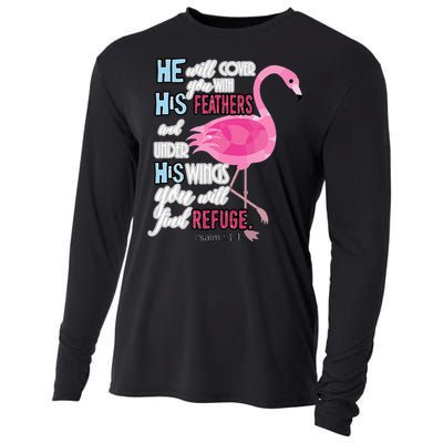 Flamingo Christian Gift Psalm 91 Bible Verse Cooling Performance Long Sleeve Crew