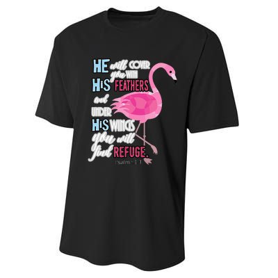 Flamingo Christian Gift Psalm 91 Bible Verse Performance Sprint T-Shirt