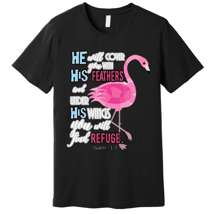 Flamingo Christian Gift Psalm 91 Bible Verse Premium T-Shirt