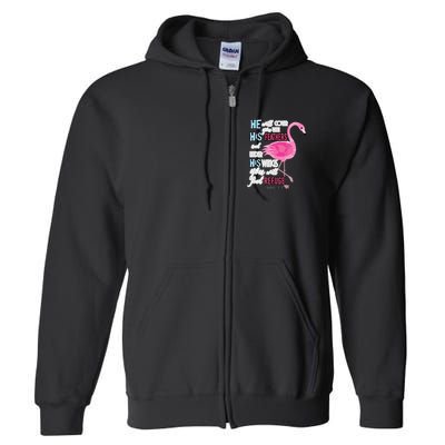 Flamingo Christian Gift Psalm 91 Bible Verse Full Zip Hoodie