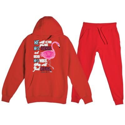 Flamingo Christian Gift Psalm 91 Bible Verse Premium Hooded Sweatsuit Set