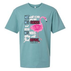 Flamingo Christian Gift Psalm 91 Bible Verse Sueded Cloud Jersey T-Shirt