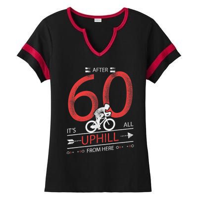 Funny Cyclist Gift  60 years old 60th Birthday Tee Ladies Halftime Notch Neck Tee