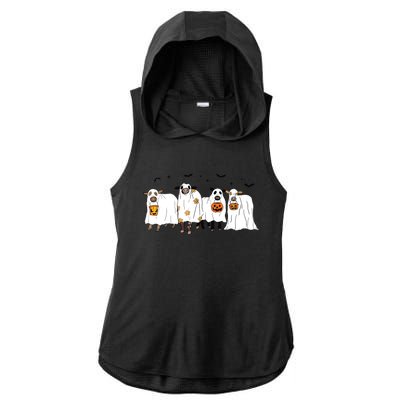 Funny Cow Ghost Halloween Farmer Trick Or Treat Cow Lover Ladies PosiCharge Tri-Blend Wicking Draft Hoodie Tank