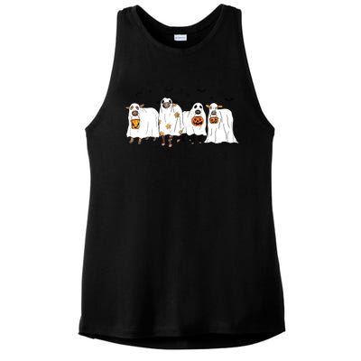 Funny Cow Ghost Halloween Farmer Trick Or Treat Cow Lover Ladies PosiCharge Tri-Blend Wicking Tank